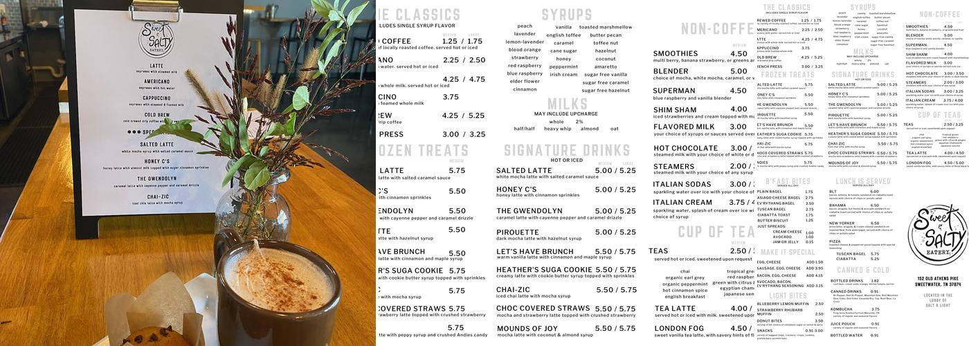 Sweet & Salty Eatery Menu