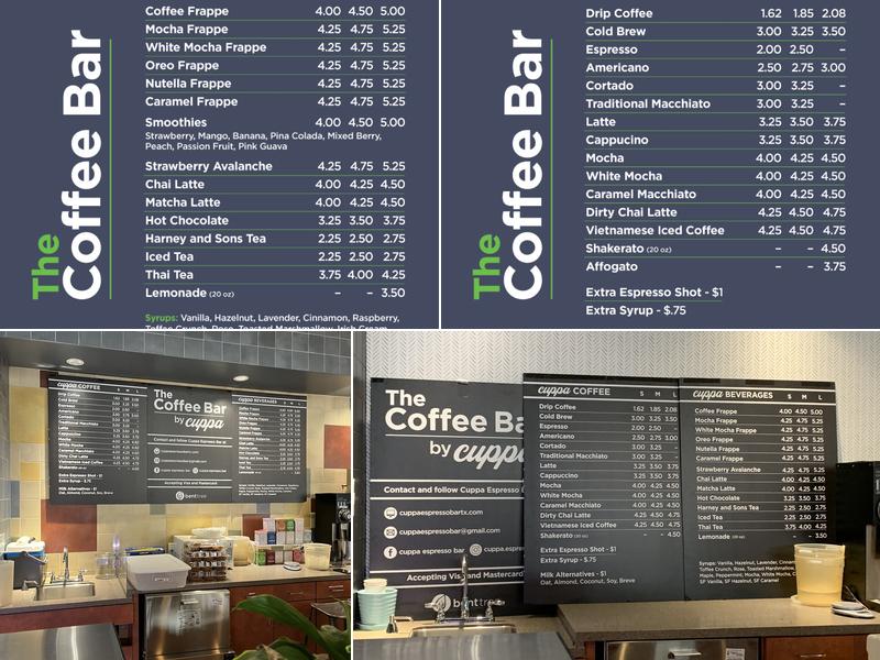 Cuppa Espresso Bar at Bent tree Menu