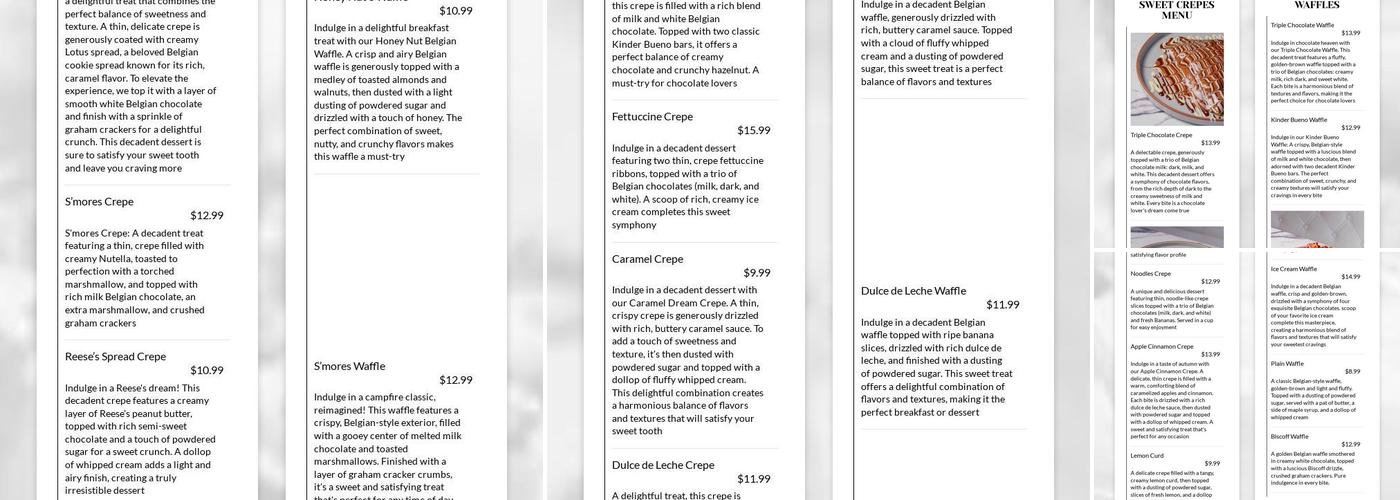 Kaffeinated Crepes and Coffee Menu