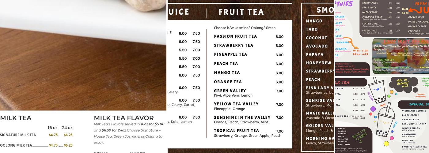 Tea Valley Menu
