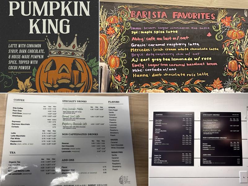 Split Leaf Coffee Menu