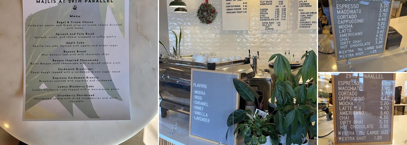 29th Parallel Coffee Menu