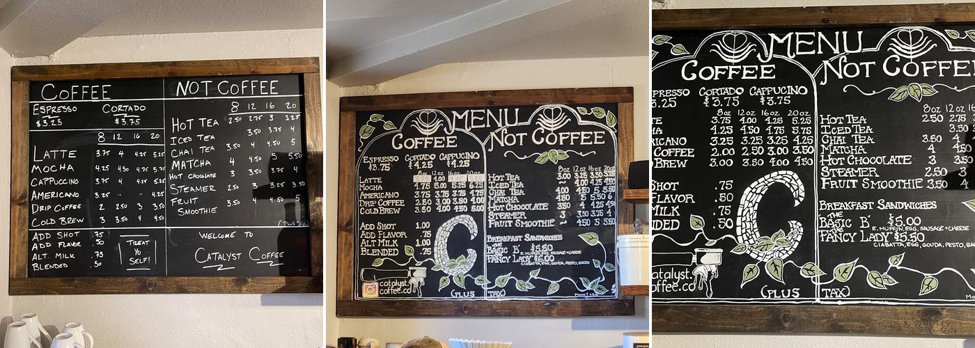 Catalyst Coffee Menu