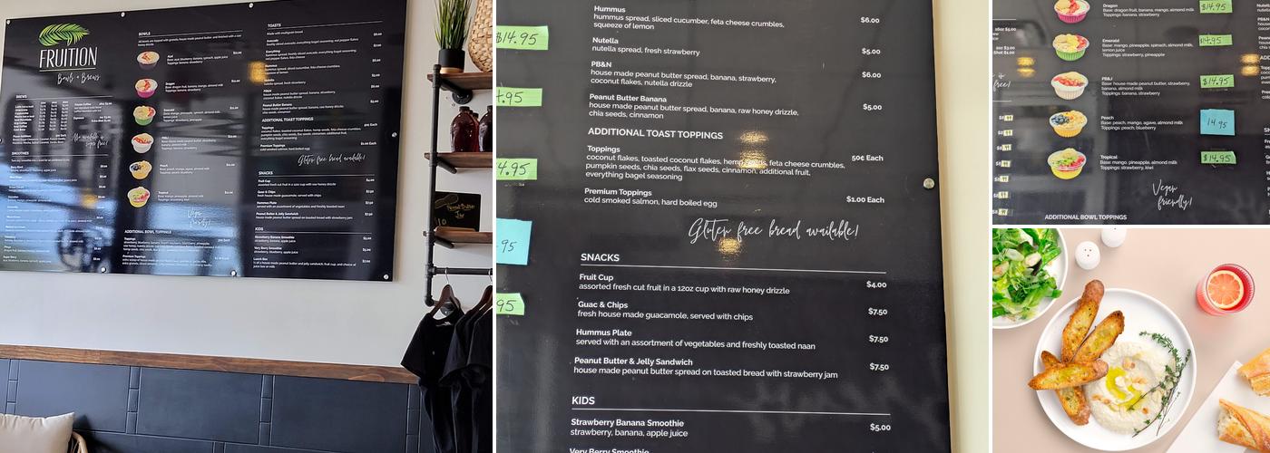 Fruition Bowls and Brews Menu
