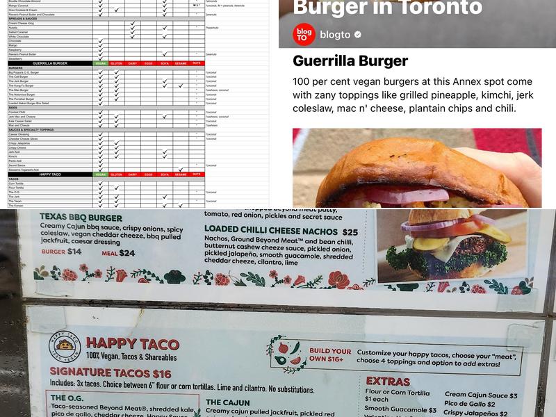 Guerrilla Burger (located inside Eva's Original) Menu