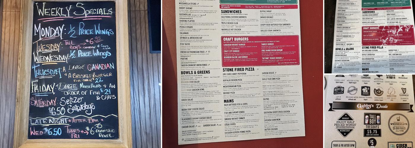 Gabby's - Mississauga Menu