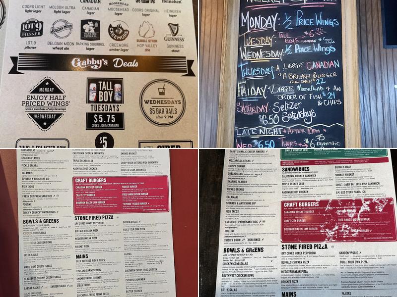 Gabby's - Mississauga Menu