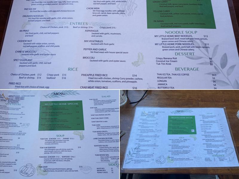 My Little Home Thai Kitchen Menu