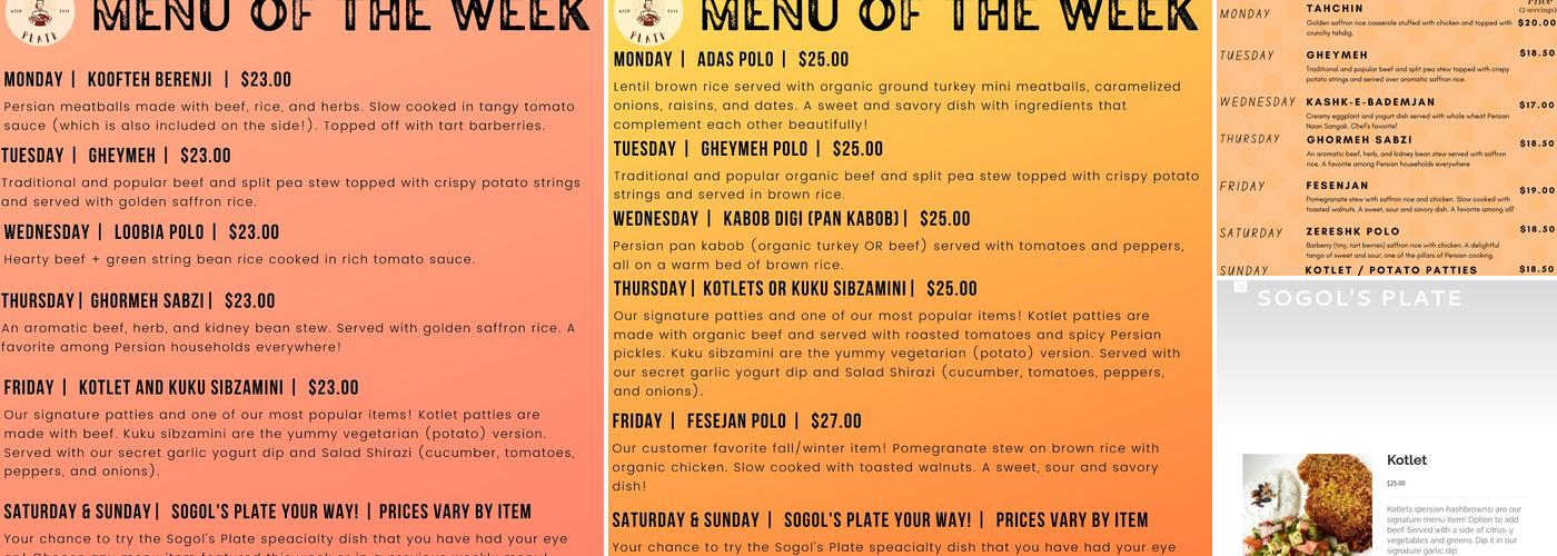 Sogol's Plate Menu