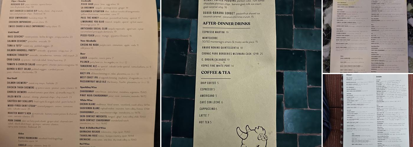 Cabra Los Angeles Menu