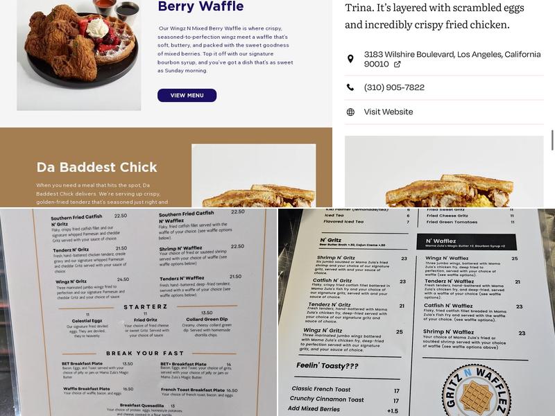 Gritz N Wafflez Menu