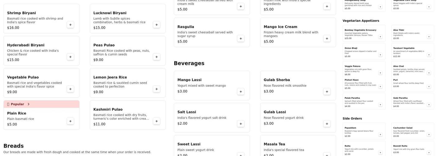 Bombay Grill Bar and Banquet Menu