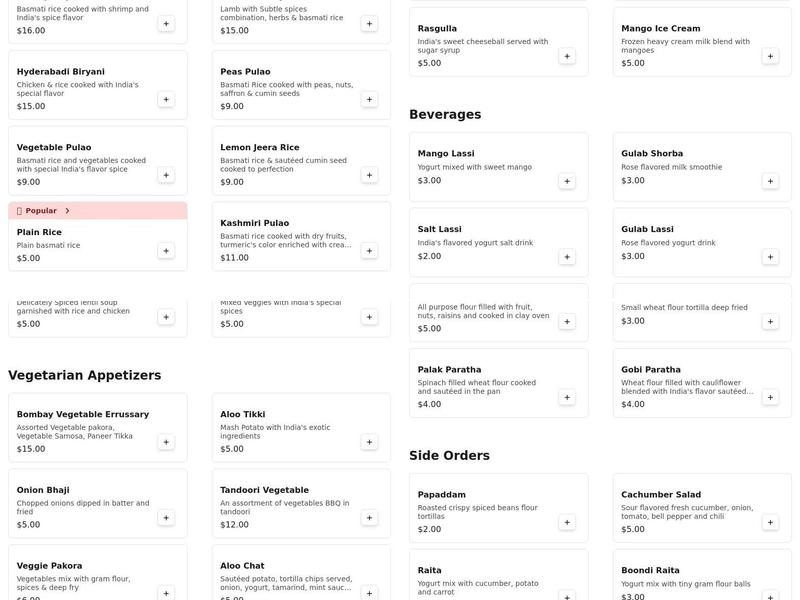 Bombay Grill Bar and Banquet Menu