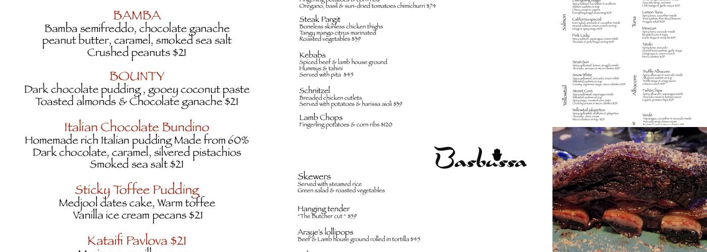 Basbussa Menu
