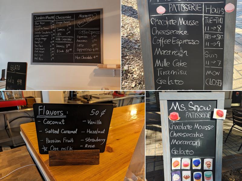 Ms Snow Patisserie Menu