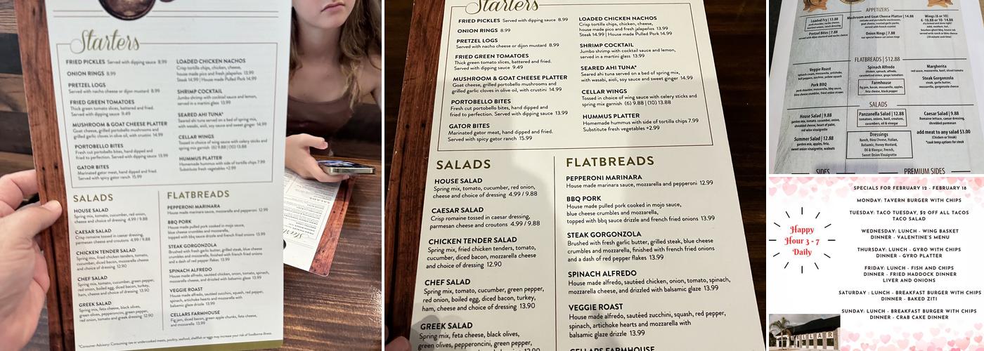 PSJ Cellar Menu