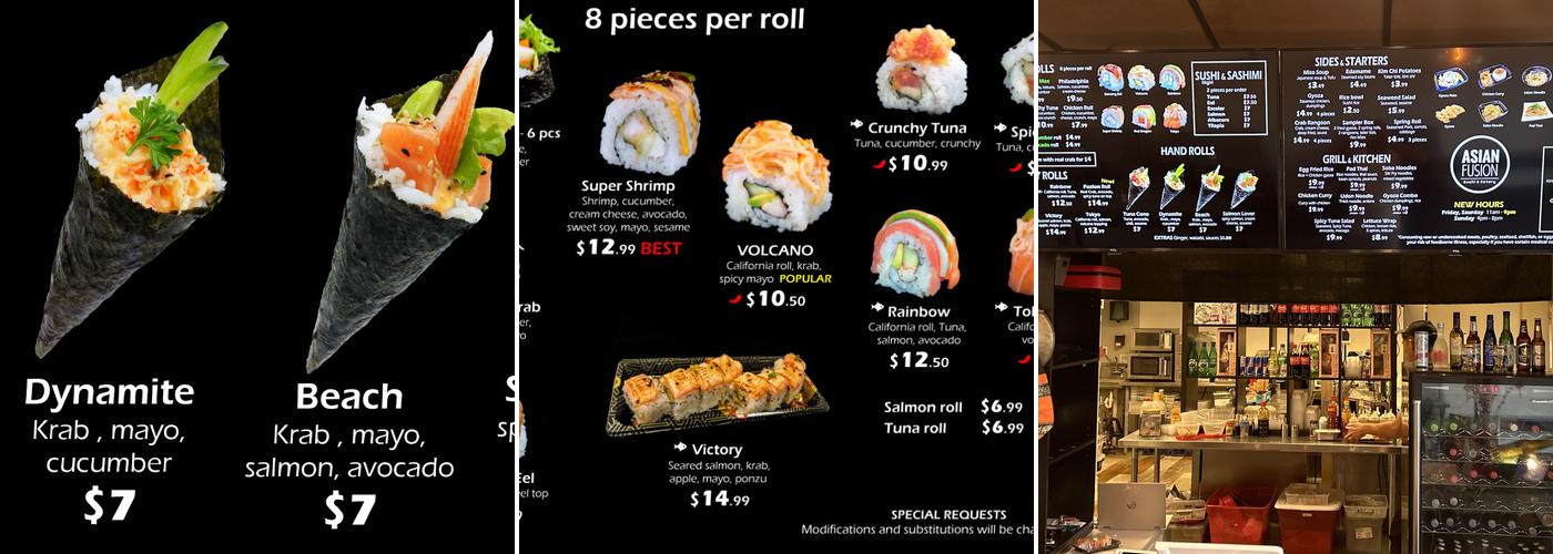 Asian Fusion Sushi & Eatery Menu