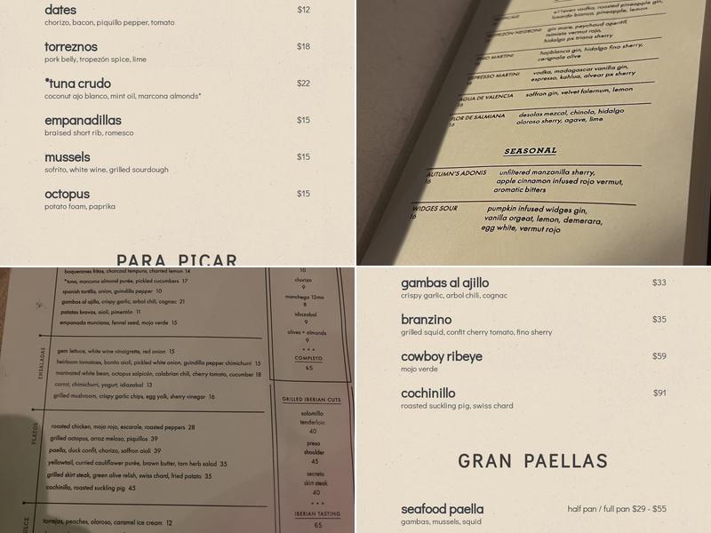 Tropezón Miami Menu