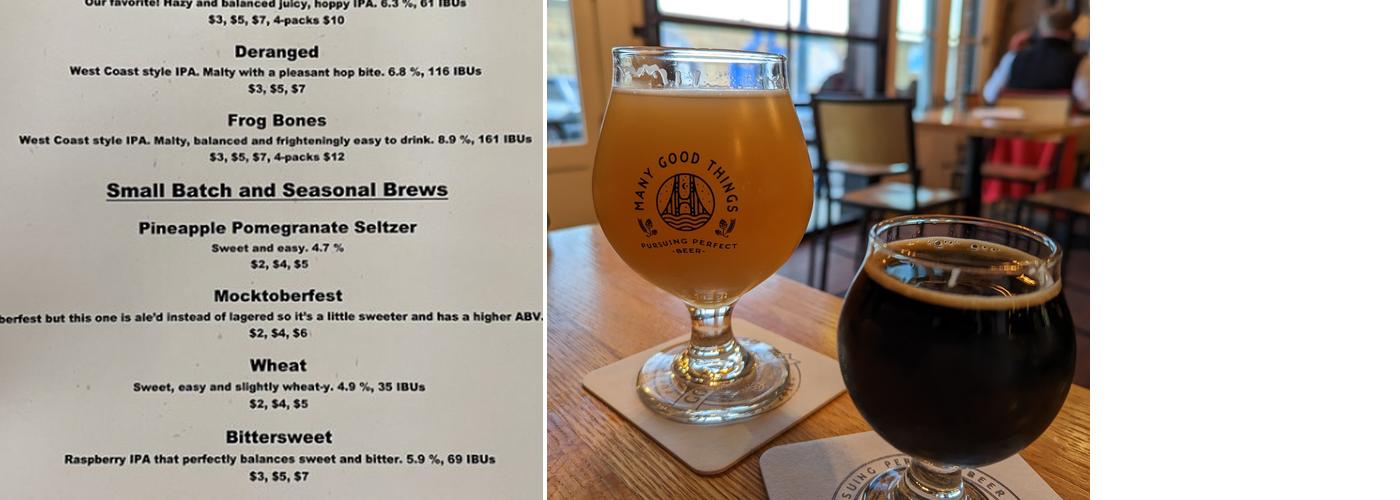 Many Good Things Brewing Menu
