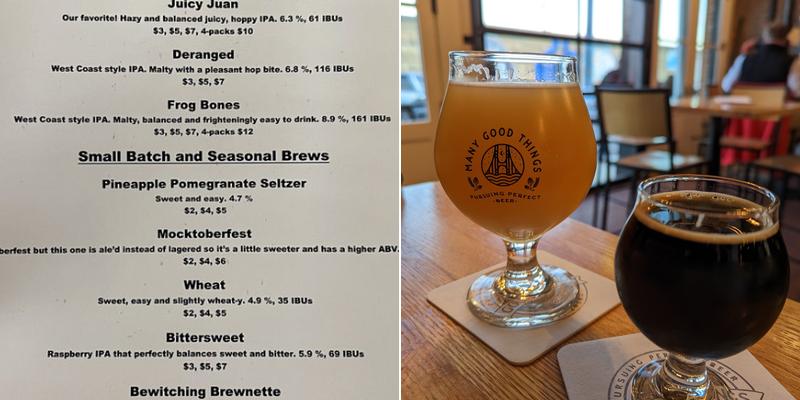Many Good Things Brewing Menu