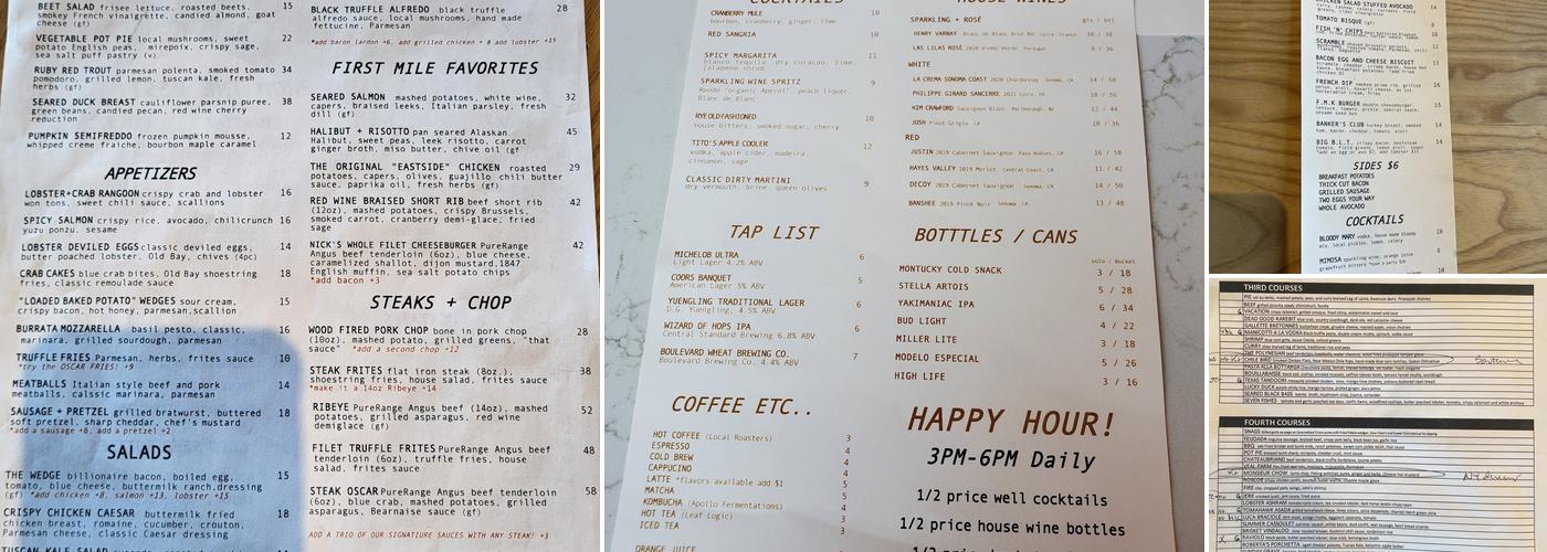 First Mile Kitchen Menu