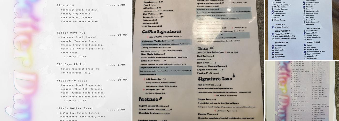 Better Days Menu
