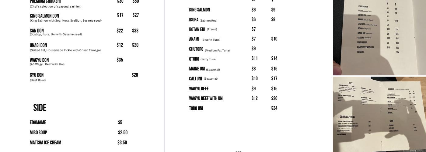 GOHAN SUSHI INC Menu