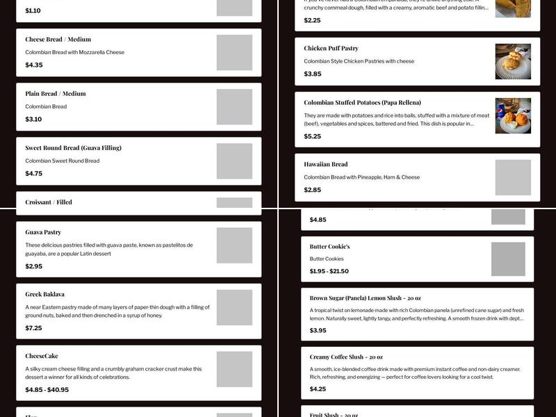 Bakery Bethlehem Menu