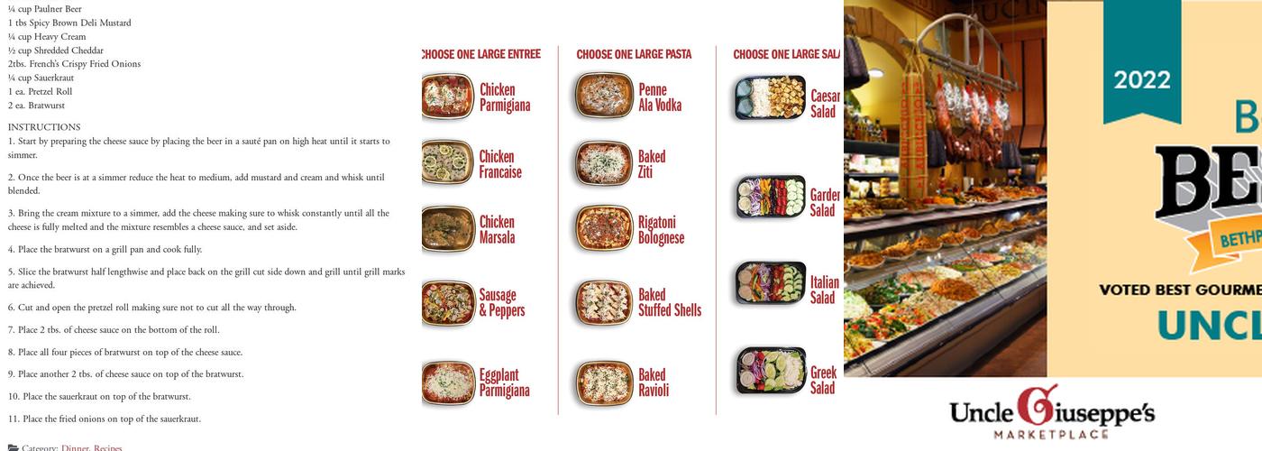 Uncle Giuseppe's Marketplace Menu