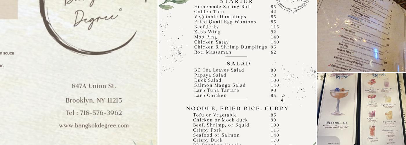 Bangkok Degree Menu