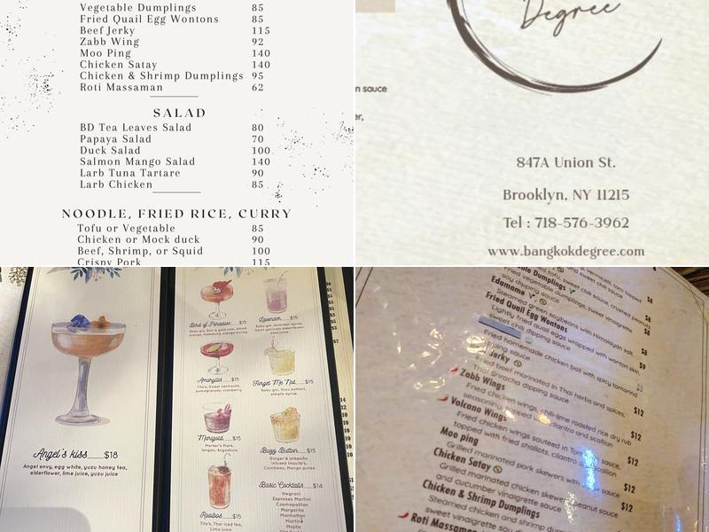 Bangkok Degree Menu