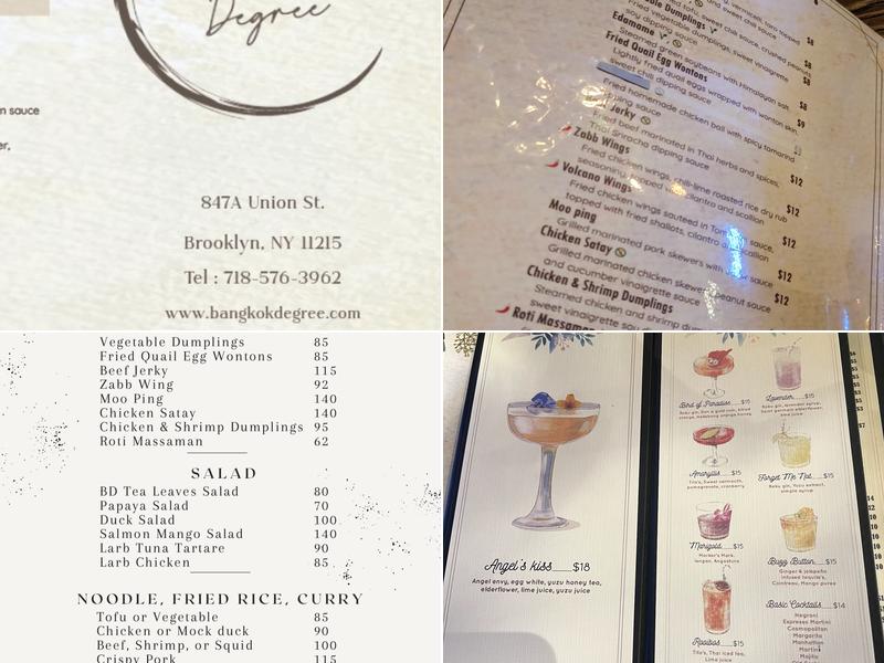Bangkok Degree Menu