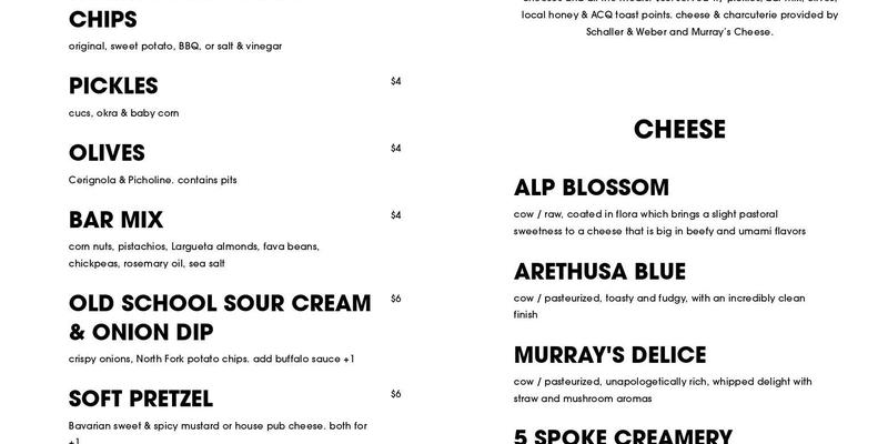 EBBS Brewing Co. Menu