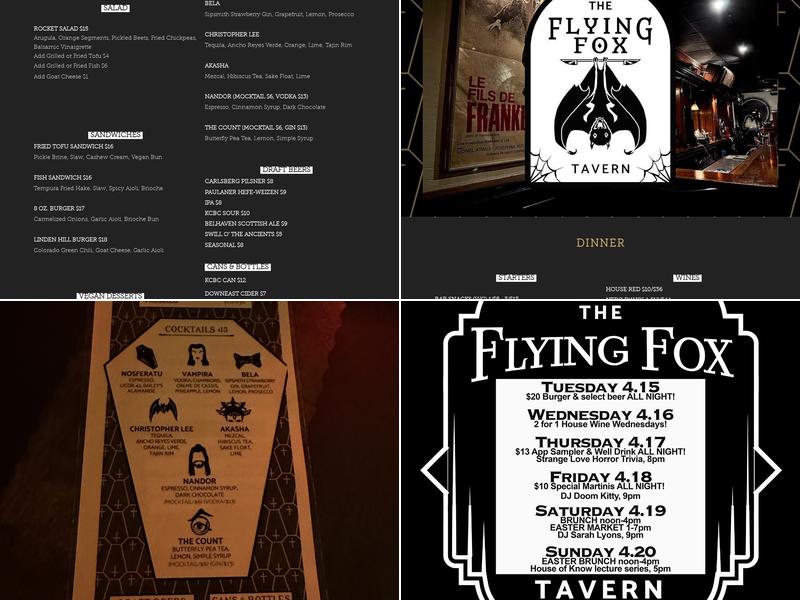 the Flying Fox Tavern Menu