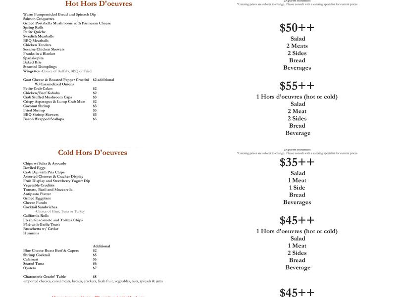 On Board Hospitality Management Group Menu