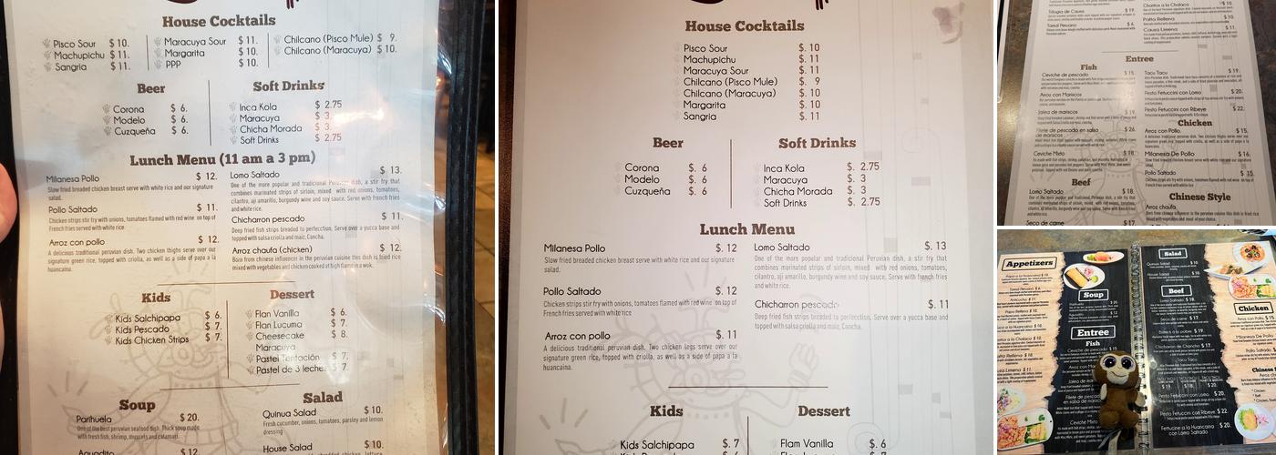 Zambrano's Peruvian Cuisine Menu