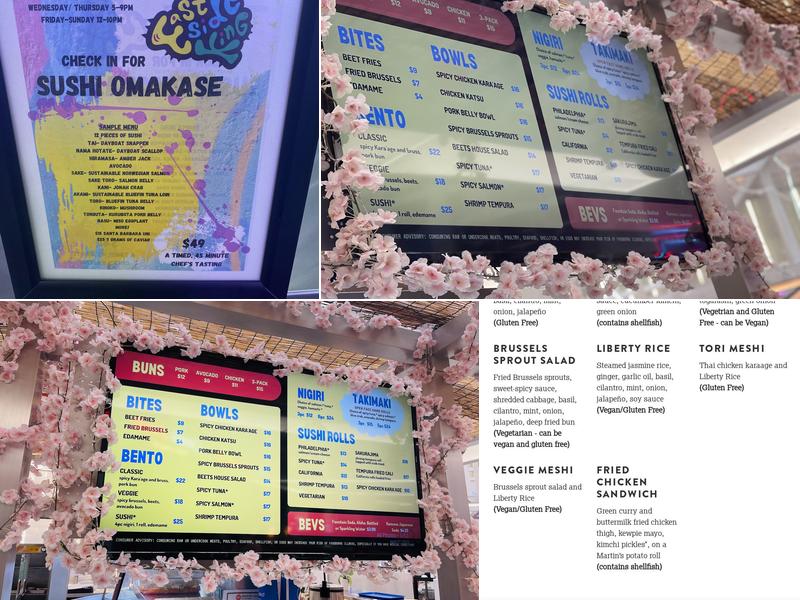 East Side King Menu
