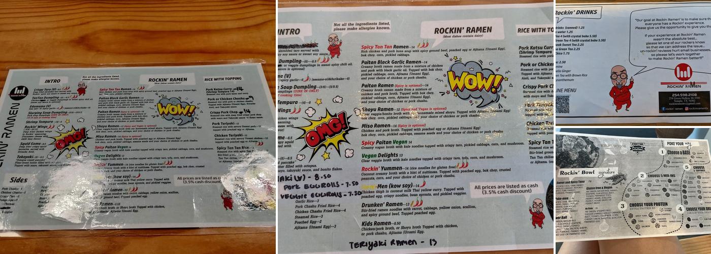 Rockin' Ramen Menu