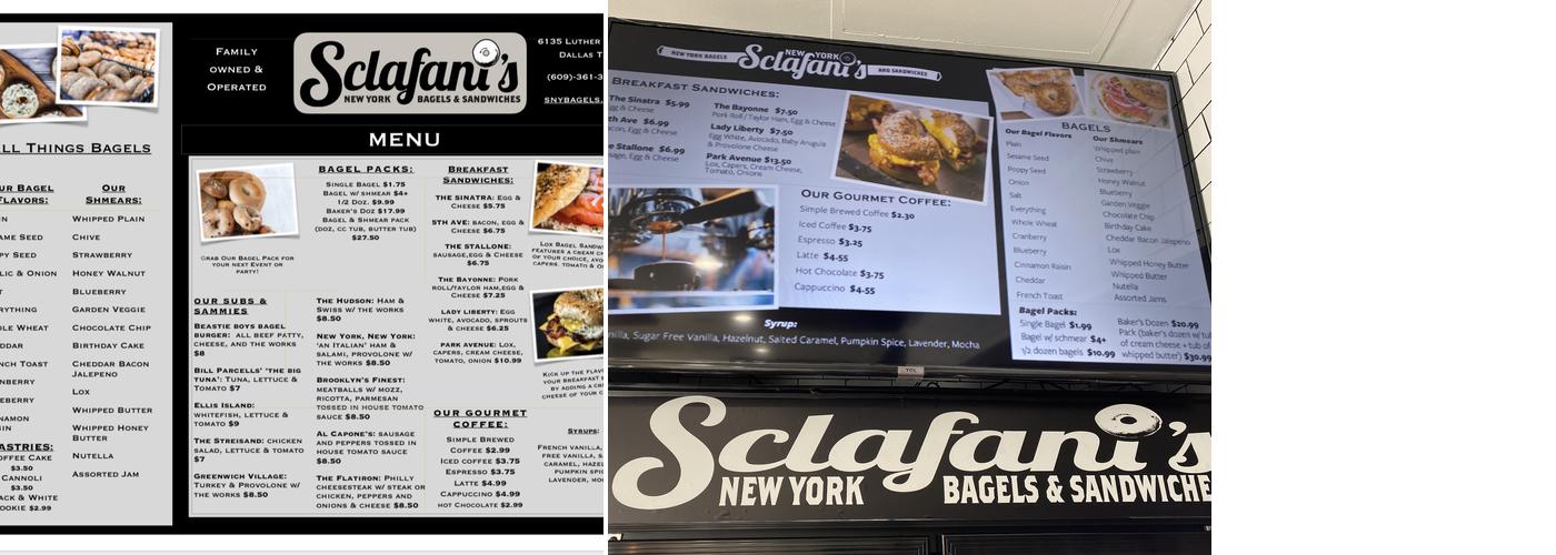 Sclafani's New York Bagels and Sandwiches Menu