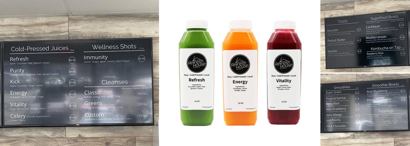 Refresh House Juice Bar Menu