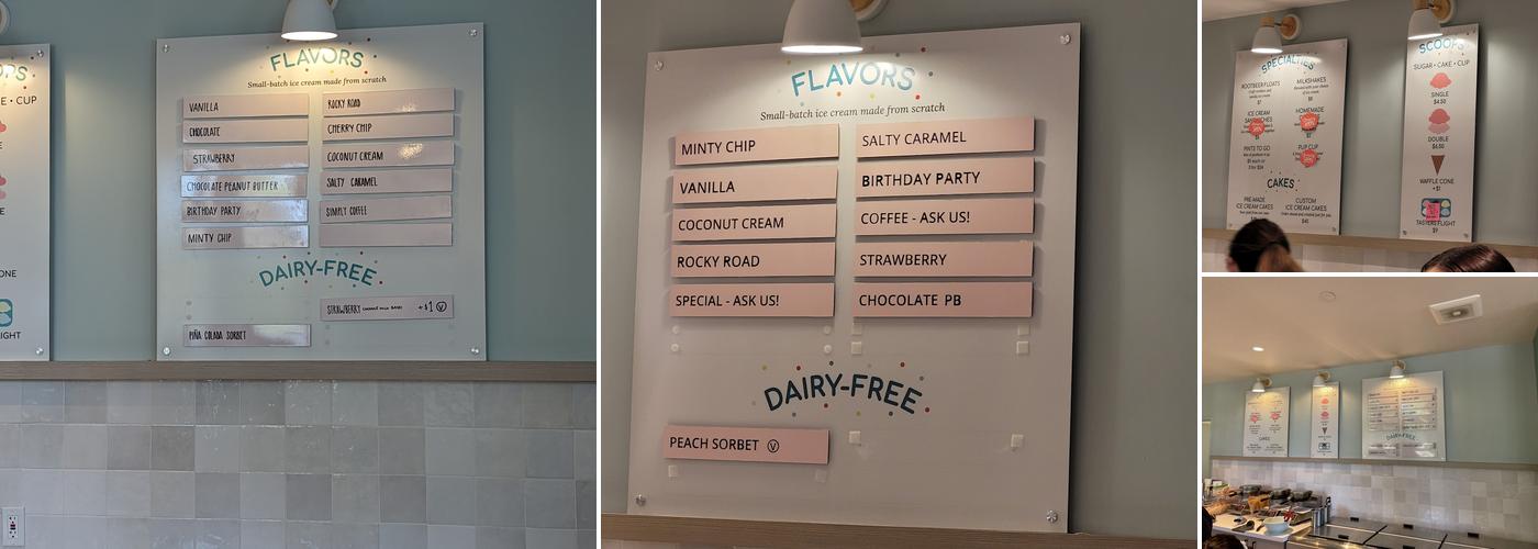 Humble Cow Ice Cream Menu
