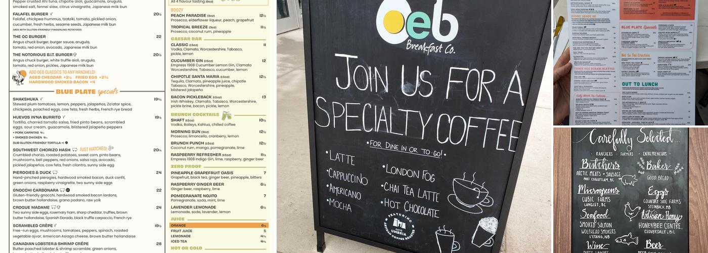 OEB Breakfast Co. Menu