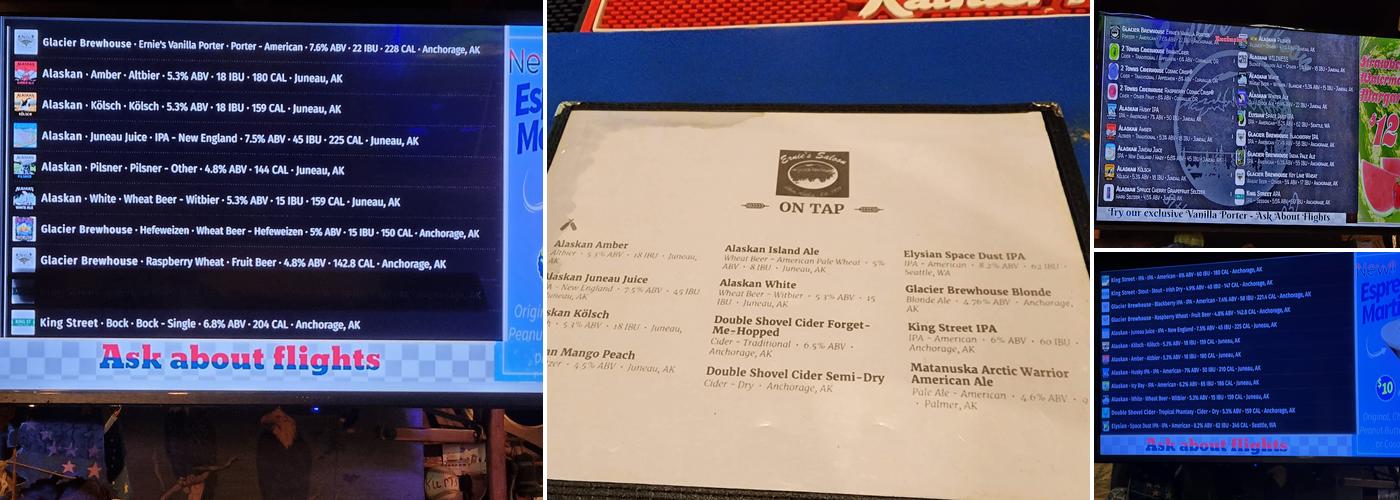 Ernie's Old Time Saloon Menu