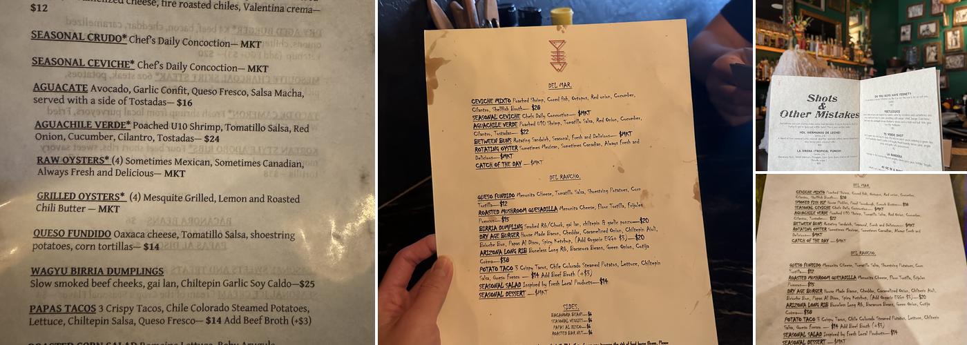 Espiritu Mesa Menu