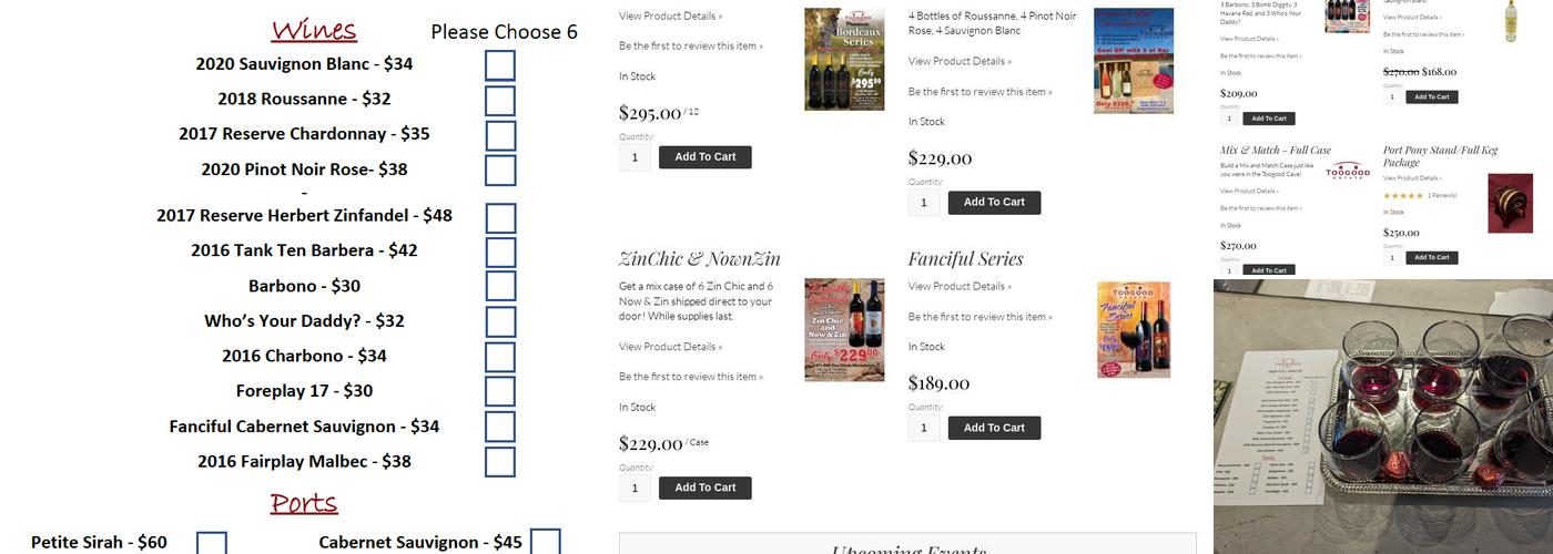 Toogood Cellars Menu