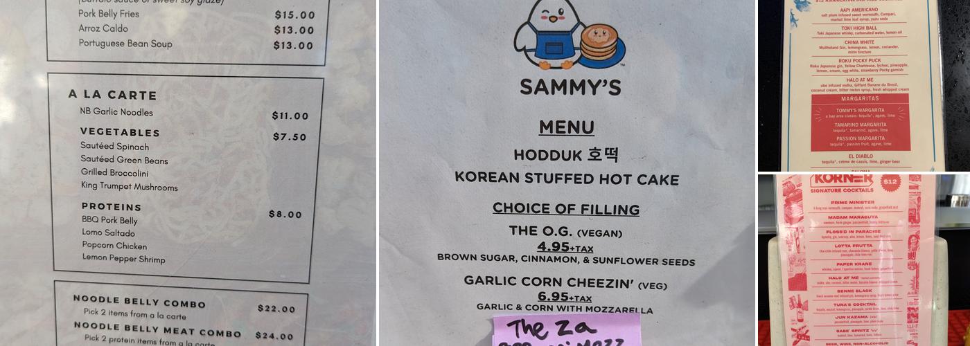 Korner Oakland Menu