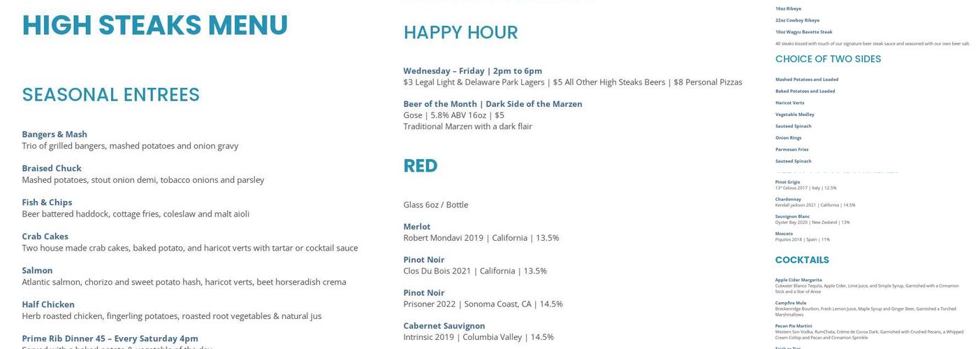 1937 Brewing Co Menu