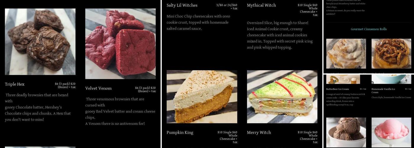 Spelltacular Sweets Menu