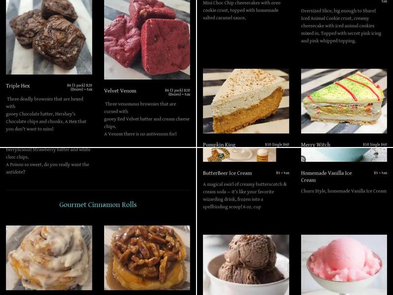 Spelltacular Sweets Menu