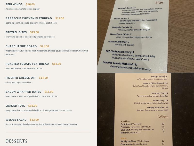 Bar Peri @ AC Hotel Atlanta Perimeter Menu